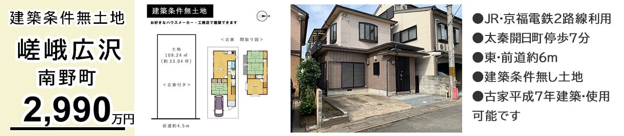 京都市右京区嵯峨広沢南野町 土地