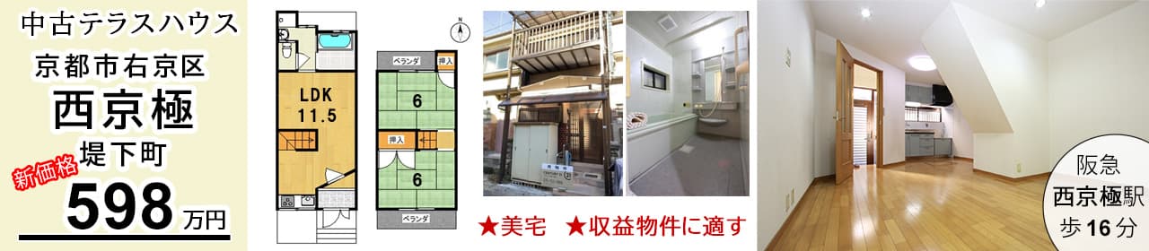 京都市右京区西京極堤下町 中古テラスハウス